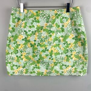 Lilly Pulitzer Frog print green mini skirt size 8P